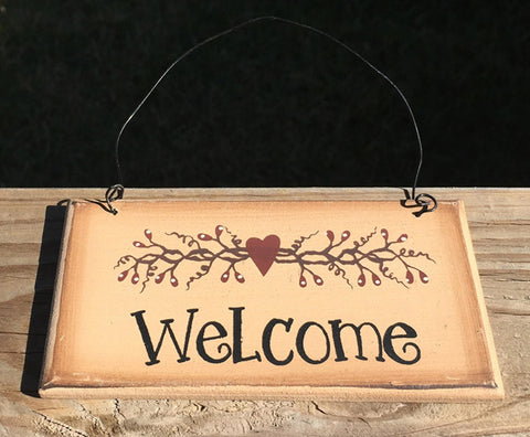 64232W Welcome primitive wood sign
