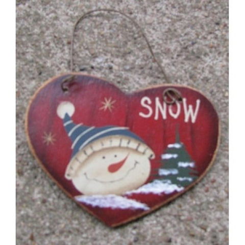 47069SSH - Snowman Snow Heart Wood Ornament