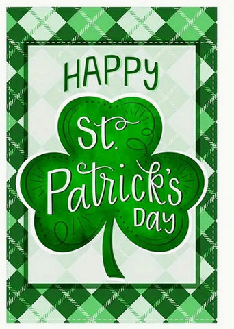 MV41064 Happy St Patrick's Day Shamrock garden flag double sided