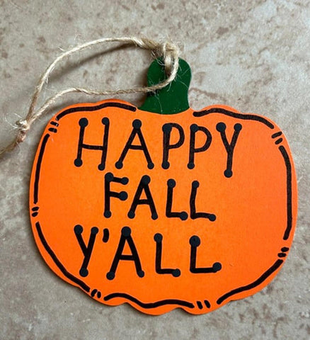 FE135098 Happy Fall Y'all pumpkin ornament