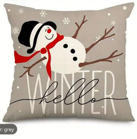 XF150141 Snowman Hello Winter Throw Pillow  inside pillow insert is included