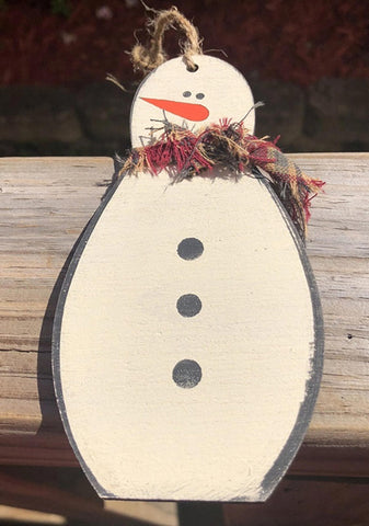 1215S  Wood Snowman Handmade Christmas Ornament