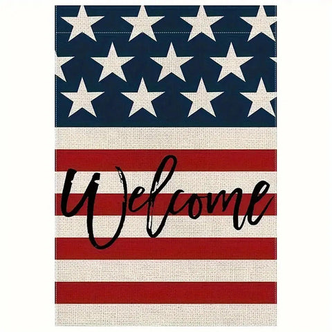 TQ136252 Welcome patriotic stars and stripes garden flag