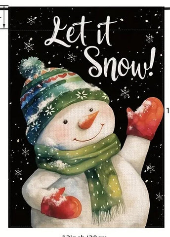 RM199736 Let It Snow snowman double sided linen garden flag