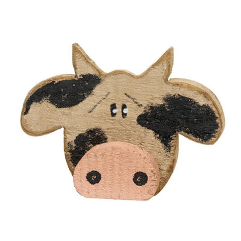 25115 Rustic Wood Cow Head Sitter