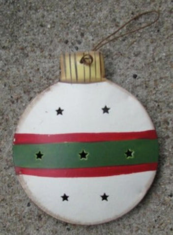 OR-341 - White/Green Red Ball Metal Ornament