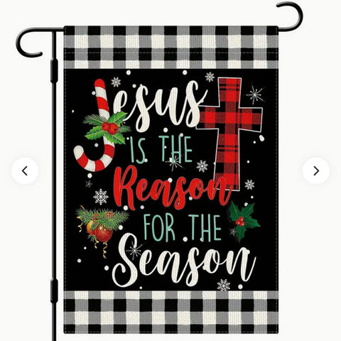 AR27701 Jesus is the Reason" Double-Sided Burlap Garden Flag -