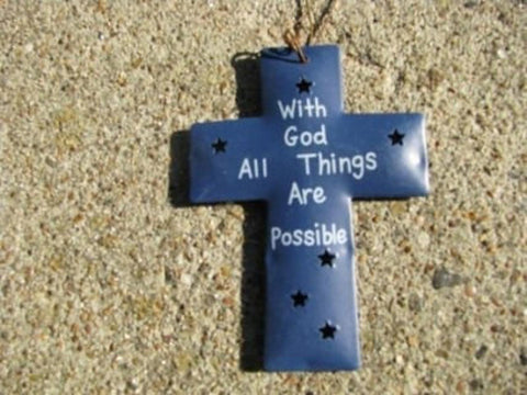 OR-340-With God All Things are Possible Metal Christmas Ornament