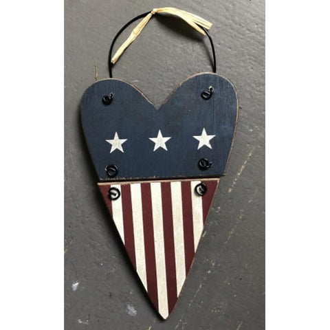 Patriotic Wood Heart Ornament   300701123S