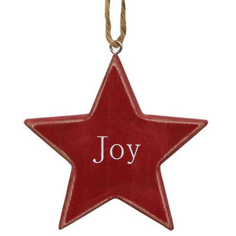 36775J - Joy star wood ornament