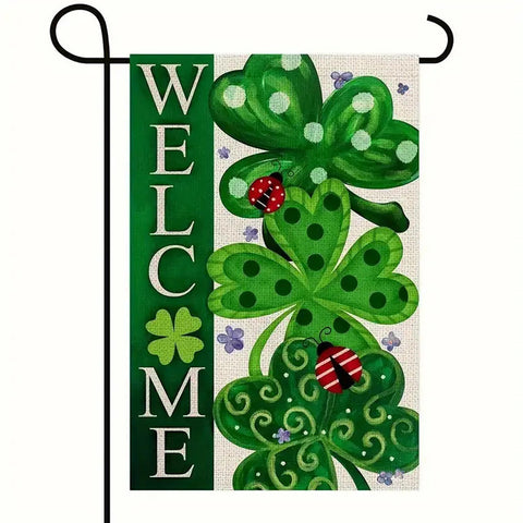 HH1870773 St. Patrick'S Day Welcome Garden Flag - Double-Sided, Durable Linen