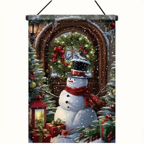 EG171384 Double-Sided Christmas Garden Flag - Snowman & Tree polyester