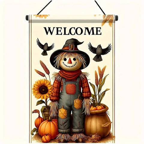 NT170370 Autumn Harvest Pumpkin Garden Flag with Scarecrow and Sunflower