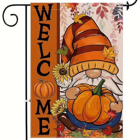 DE4679969  Fall Gnome Garden Flag - Double-Sided Autumn Decor with Pumpkin Leav