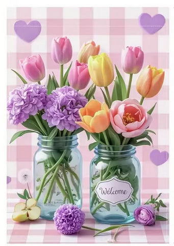 PM8770649 Spring & Summer Floral Welcome Yard Banner - Double-Sided