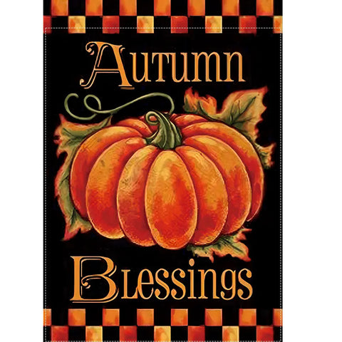 ER5247832 Autumn Blessings  Double-Sided Burlap  with Pumpkin & Leaf