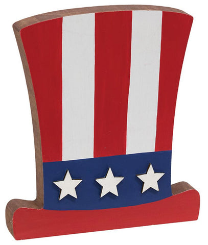 37658 Wood Uncle Sam Hat Block  Shelf Sitter