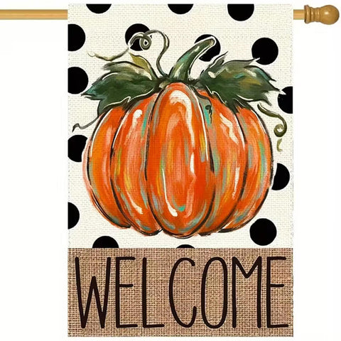 LC4446901  Fall Pumpkin garden Flags  Double sided linen blend