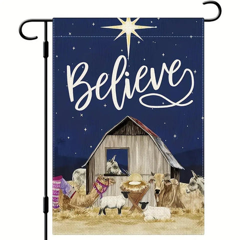 Believe Jesus  Oh Holy Night Garden Flag double sided