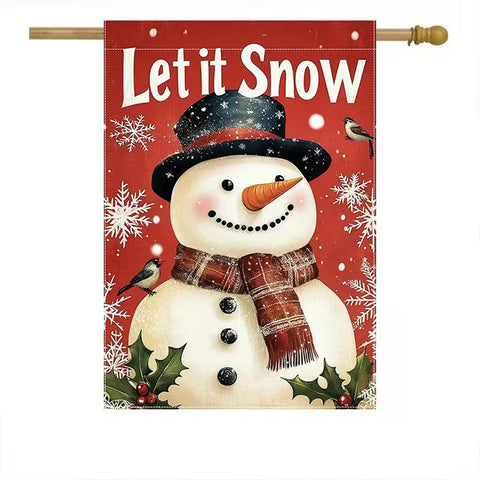 GJ6779976 Holiday Snowman and Holly Double-Sided Garden Flag,