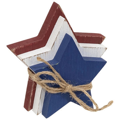 G37659 3/Set, Wooden Red, White, & Blue Star Bundle