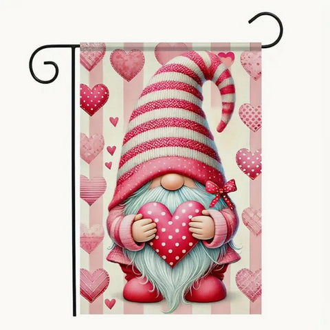 UX616571 Valentine'S Day Gnome Garden Flag - Double-Sided Polyester