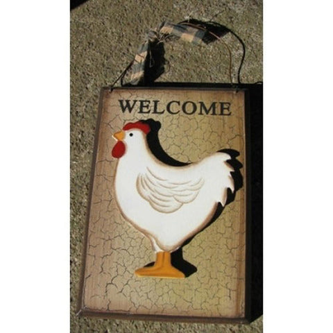 Primitive Chicken Wood Plaque CWP-8 3D Crackle Chicken