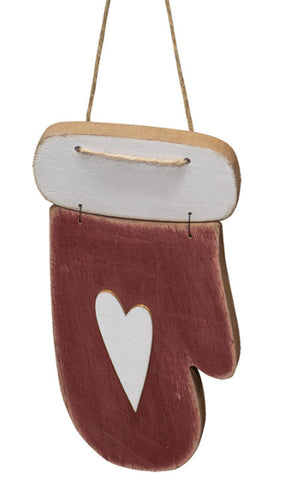 Distressed Wood Mitten Ornament