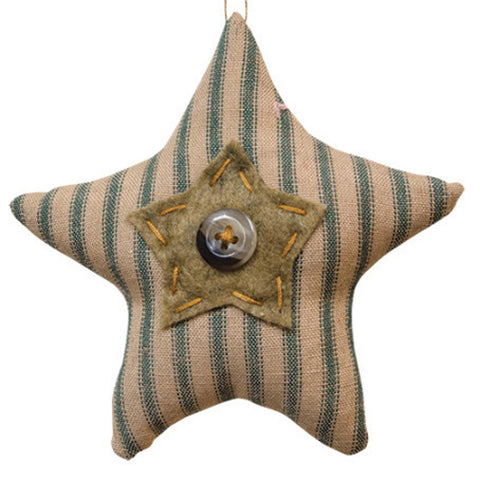 CS36413 Ticking Green Button Star ornament