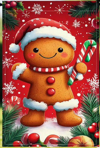 NP6108370 Gingerbread for Man Garden Flag, polyester and double sided