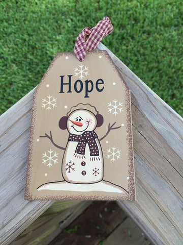 206-69483 Hope Snowman wood Tag Ornament