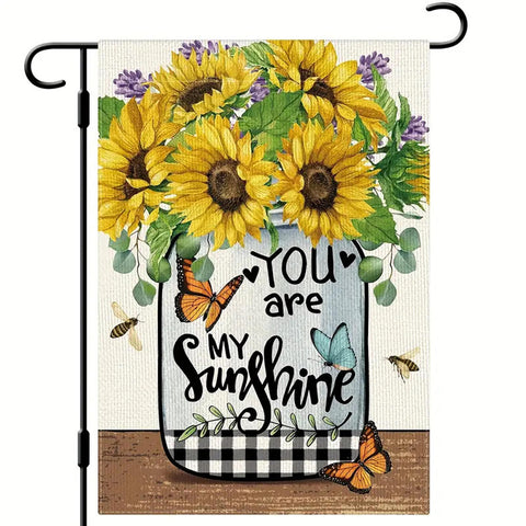 NC85622 Sunflower Mason Jar Flower Flag, Double Sided You Are My Sunshine