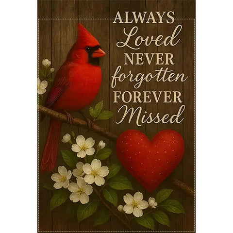 PB4477867 Memorial Garden Flag Cardinal Bird and Floral garden flag, double side