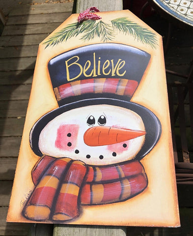 Snowman Decor  5666 - Snowman Believe Gift Tag Cream