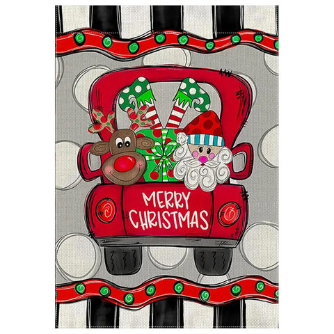 JU206715 Christmas Garden Flag with Santa and Reindeer, Double-Sided