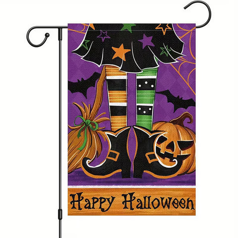 FQ5345000 Happy Halloween Witch Foot Scary Pumpkin Garden Flag