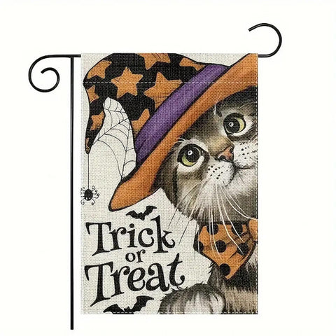 GE131715 trick or treat spider cat double sided garden flag