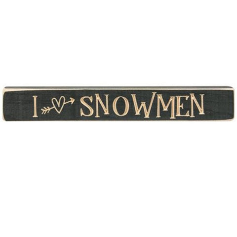 G8343 I heart snowmen engraved wood block