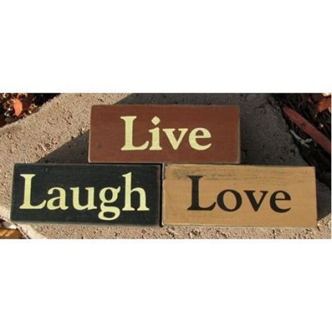30943LLL Primitive Wood Blocks -Love Live Laugh set of 3