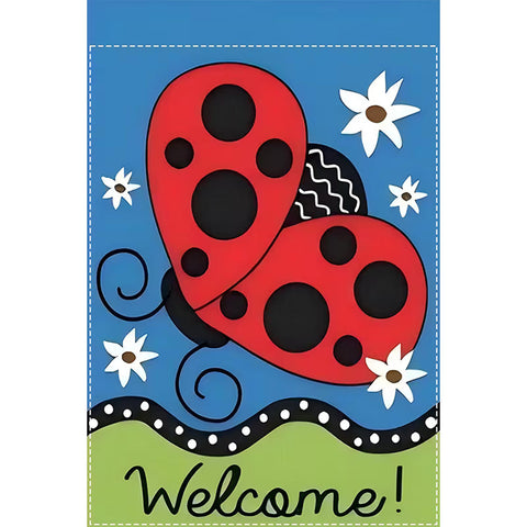 CR1290149 Welcome Ladybug Garden Flag - Double-Sided Waterproof Polyester