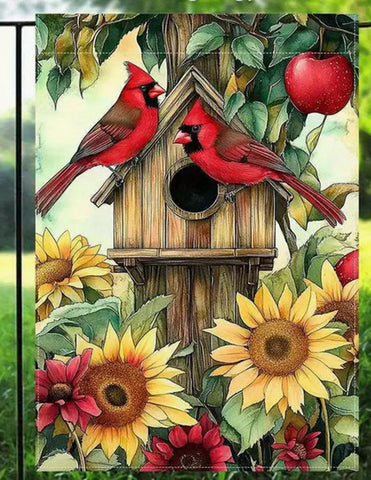 EW2269434 Double-Sided Printed Garden Flag - Vibrant Floral & Bird