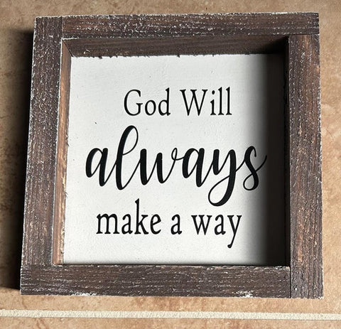 JJWAY God will always make a way wood framed sign