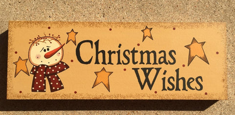 Christmas Decor Snowman 74729CWNB - Christmas Wishes Wood Block