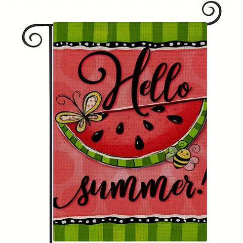 WM144920 Hello Summer! Double-Sided  Linen Garden Flag -