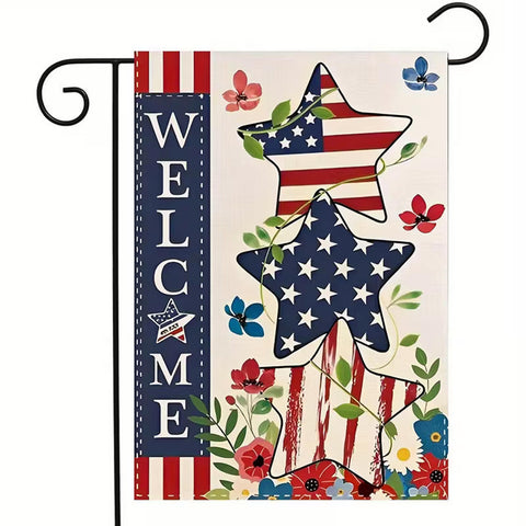 HE2110657  Patriotic Welcome Garden Flag  - Double-Sided Polyester