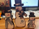 CD5897283  Wood Snowman Tiered Tray Block Signs set of 3