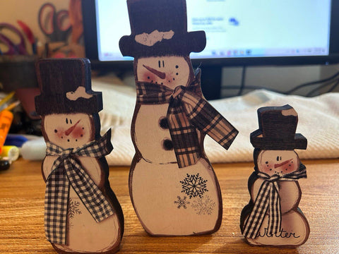 CD5897283  Wood Snowman Tiered Tray Block Signs set of 3