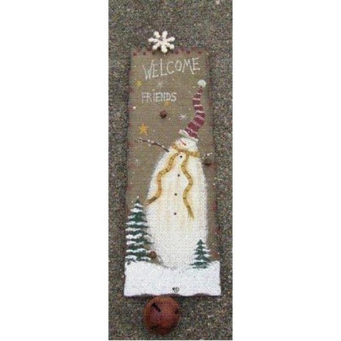 885966- Rectangle Board Snowman with Bell Wood Sign