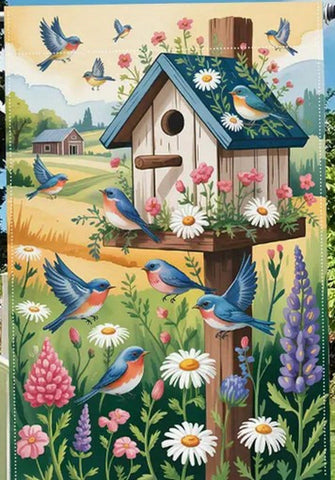 BD5549562 Garden Flag - Double-Sided Outdoor Decoration with Birds, Flowers