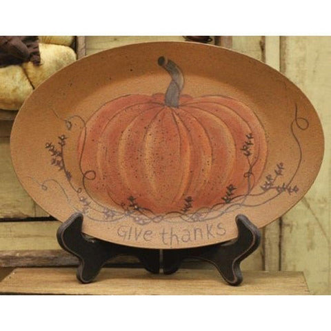 PlateGive Thanks Pumpkin Plate Wood 31194 Fall Plate